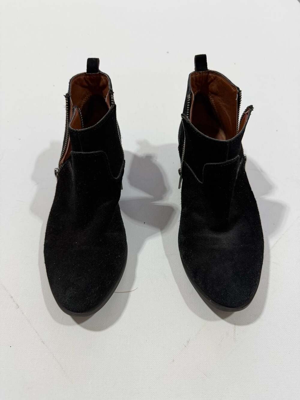 Lucky Brand Booties Size 8.5M Black Suede Ankle Zip Up Shoes